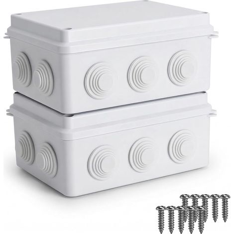2 Pièces Boîte de Dérivation en Saillie Étanche IP65, 150x110x70mm Coffret Électrique Extérieur ABS Blanc, Boîte de Raccordement, Boîtier de Jonction Plastique pour Projet Électrique (1/5)