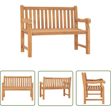 The Living Store Gartenbank 114 cm Massivholz Teak - Gartenbank - Teakholz - Outdoormöbel - Gartenmöbel - Terrasse (1/5)