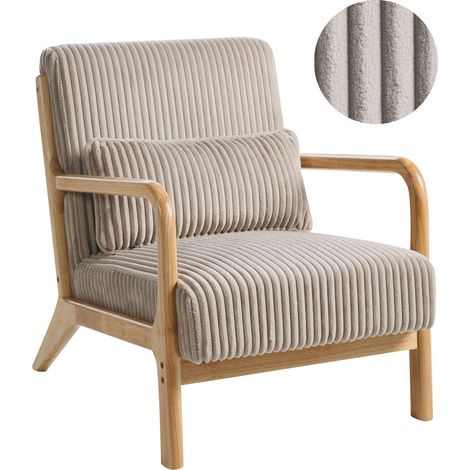 Poltrona in velluto a coste beige con Struttura in legno Sorsele (1/5)