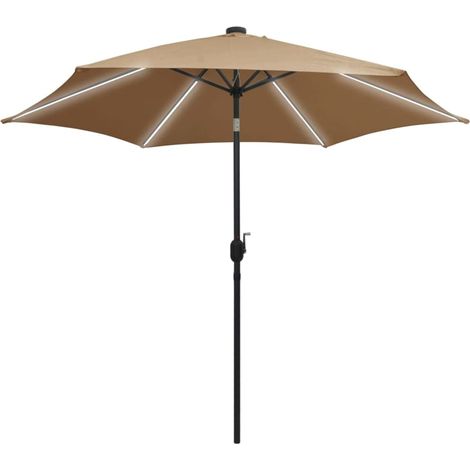 Parasol avec LED, Parasol pour Balcon Jardin Plage Terrasse, et mât en aluminium 300 cm Taupe OIB6817E (1/5)