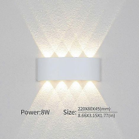LED-Wandleuchte, LED-Außenlampe mit Bewegungsmelder, IP66 wasserdicht, für Veranda, Garten, Wohnzimmer, Treppenhaus (warmweiß 8W, ohne Melder)