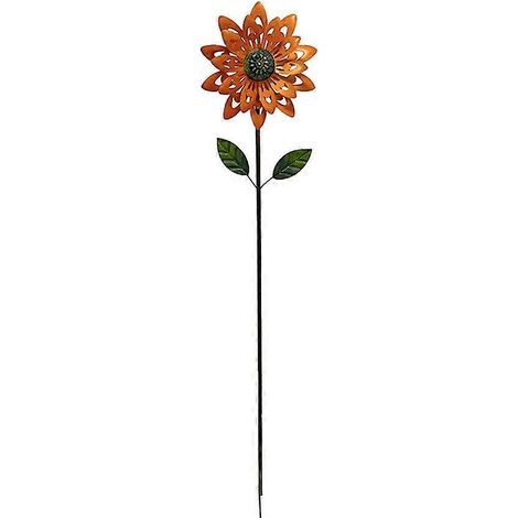 Metallene Sonnenblumen-Wetterfahne mit Erdspieß, kinetische Windmühlen-Skulptur für Gartenornamente und Außendekorationen (1/5)