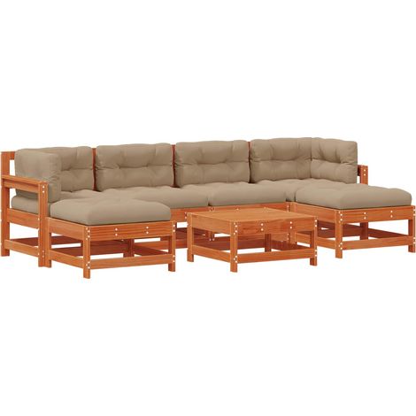 Garden Lounge Set 7 pcs Wax Brown Solid Pine Wood vidaXL (1/5)