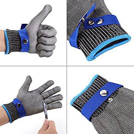Gant protection anti-coupure pour boucher - En inox - Taille L - Gris (1/2)