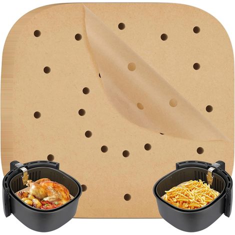 100 feuilles de papier sulfurisé perforé pour friteuse à air chaud, résistant à la chaleur et antiadhésif. (1/5)