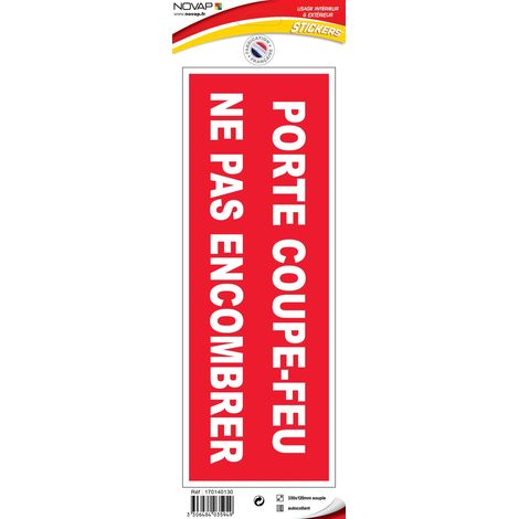 Panneau Porte coupe feu ne pas encombrer - Vinyle adhésif 330x120mm - 4035949