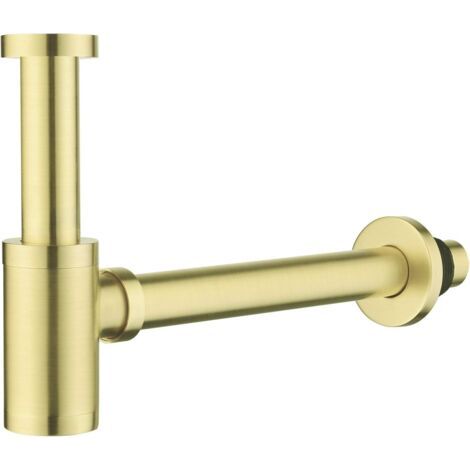 Siphon de Lavabo en Acier Inox Siphon pour vasque et lavabo Laiton Siphon de Lavabo, Universel Syphon Design 1 1/4 x 32mm, Rglable Anti Odeur Dore, Or Bross