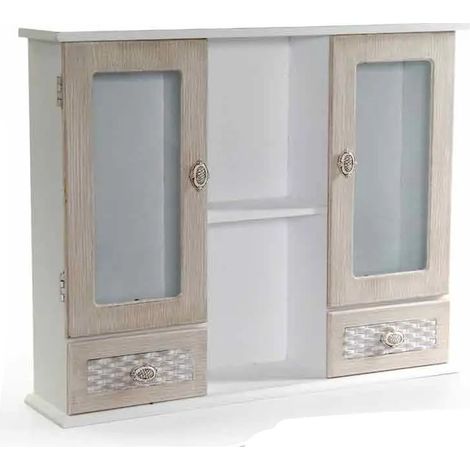 Charm mobiletto in weiß mit 64 x 14 x 52 cm, 2 Glastüren und 2 Schubladen