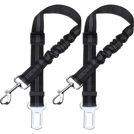 Ceinture de sécurité pour chien - Lot de 2 - Noir - Nylon ultra résistant - Absorption des chocs (1/4)