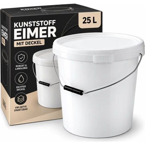 Eimer mit Deckel 25 Liter Weiß Kunststoffeimer Deckeleimer Vorratseimer (1/5)