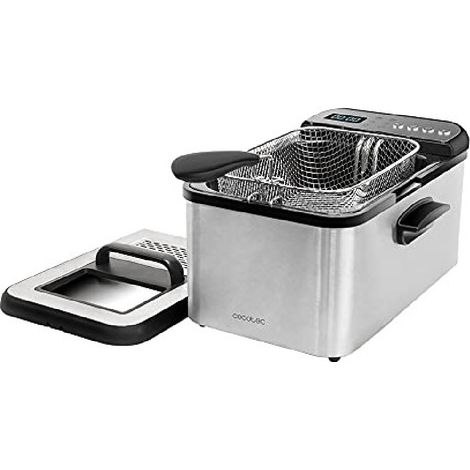 Cecotec Freidora de Aceite de 3,2 Litros Cleanfry Luxury 3000. 2400 W, Acero Inoxidable, 5 Programas Preestablecidos