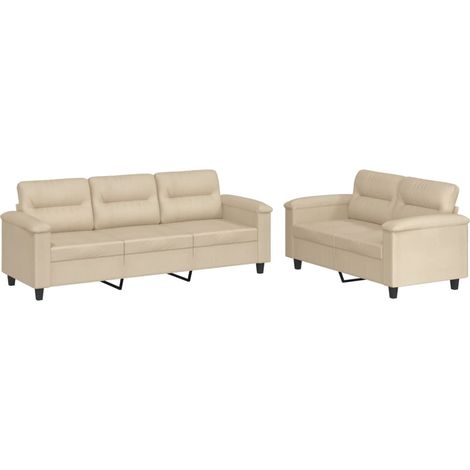 Maison Exclusive - Ensemble de canapés 2 pcs avec coussins crème tissu microfibre