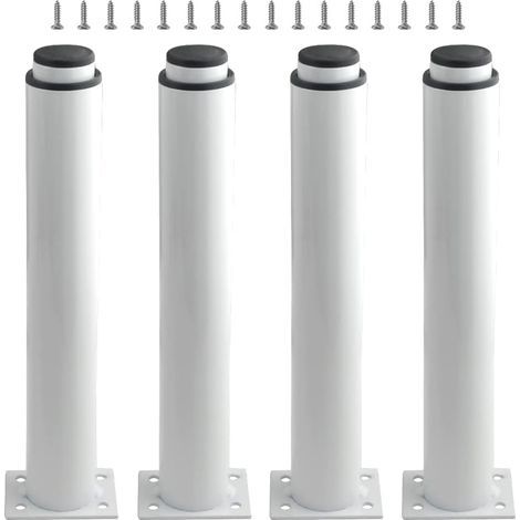 Set mit 4 robusten, verstellbaren Möbelbeinen aus Metall für Tisch, Bett, Sofa (250 mm – 420 mm, weiß)