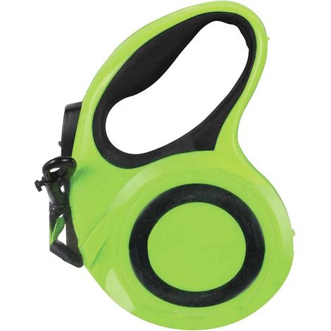 Laisse rétractable 5m sangle réfléchissante chien 40kg jaune
