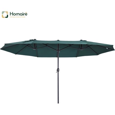 HOMAIRE Sonnenschirm Doppelsonnenschirm Dunkelgrün Oval für Garten, Markt und Terrasse mit Handkurbel (1/5)