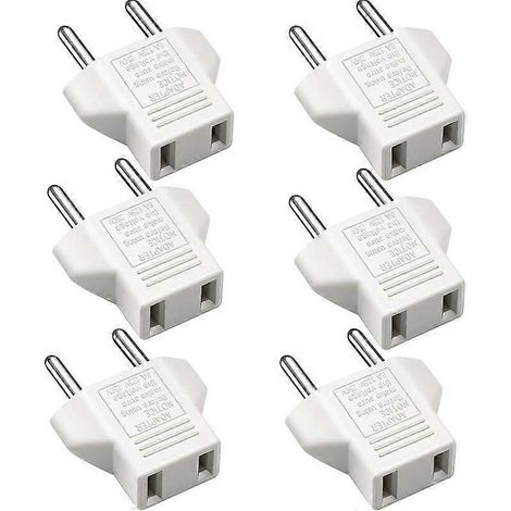 US-auf-EU-Adapter, [6er-Pack] 2-polig CN China US auf 2-polig EU Frankreich, Deutschland, Spanien, Ägypten usw. – Weiß