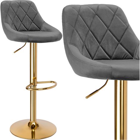 Cydro Gold Barhocker aus graphitfarbenem Samt