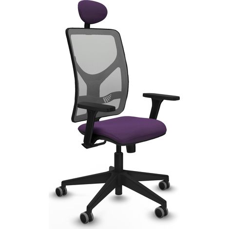 Motilla sincro malla gris bali morado brazos 3D base piramidal cabecero fijo ruedas 65mm engomadas