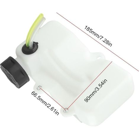 Réservoir de carburant de débroussailleuse, Réservoir Essence de Débroussailleuse, taille-haie 32F HT2300, avec tuyau de carburant et couvercle, pour tondeuse chinoise Zenoah, 185 x 90 mm (1/2)