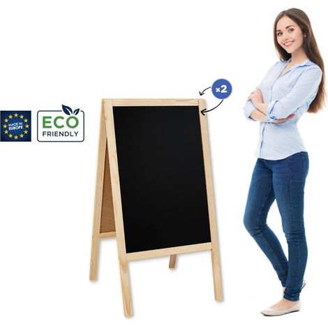 Cartello a cavalletto classico L in legno (61x118 cm) - naturale (1/5)