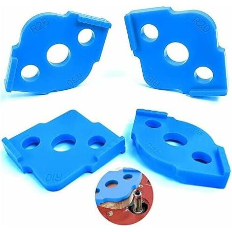 Lot de 4 Gabarits de Défonceuse sur Table, R5-R40 Guide de Fraisage Bois, Gabarit Demi-Cercle Bleu pour Découpe de Précision, Accessoires de Routage d'Angle (1/5)