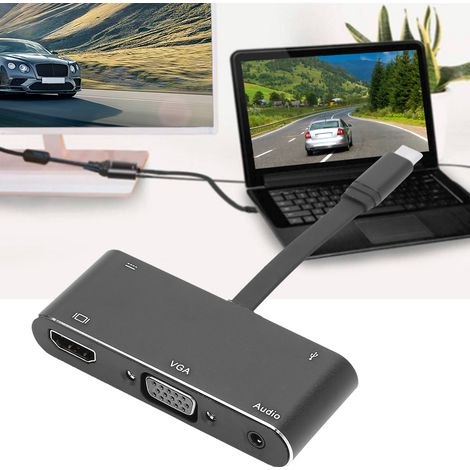 Adaptateur USB-C vers HDMI VGA avec Audio et Charge - Noir 5 en 1
