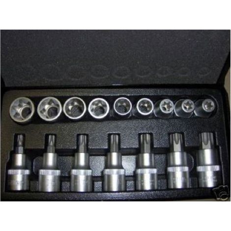 TrAdE Shop Traesio - Kit Inserti E Bussole Boccole Impronta Torx Per Set 17 Pezzi 1/2" 3 4 -