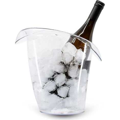 Secchiello per spumante in plastica trasparente mis. 27x24 cm - Porta bottiglie di vino o champagne in plastica infrangibile privo di BPA (1/5)