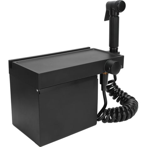 Ensemble de douchette de bidet portable à filetage G1/2 avec boîte à mouchoirs en acier inoxydable, noir (1/5)