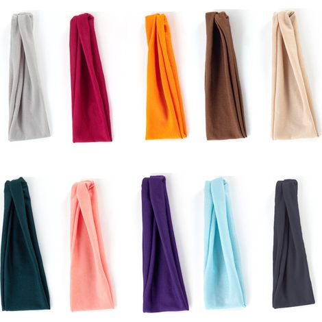 10er-Pack elastische Stirnbänder für Damen, ideal für Yoga, Sport und Laufen. Diese Stirnbänder leiten Schweiß ab.