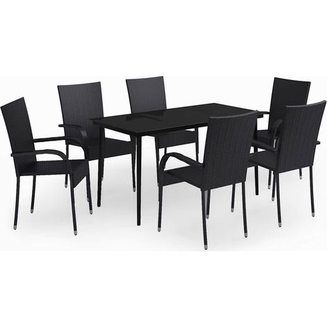 Maison Exclusive - Set da Pranzo da Giardino 7 pz Nero (1/5)