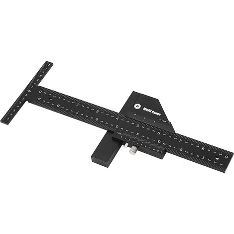 T-förmiger Holzbearbeitungslineal (0 bis 250 mm, 10 Zoll) aus Aluminiumlegierung, Doppelfunktion, mit Markierung (1/5)