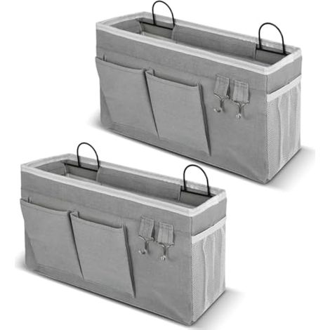 Lot de 2 grands sacs de rangement muraux à suspendre pour porte de placard, poches en tissu de lin, imperméables et multifonctionnels pour salon, chambre à coucher, salle de bain, cuisine (1/5)