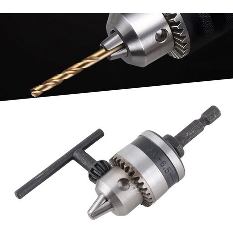Mandrin de perceuse léger 0,6-6,5 mm, filetage 3/8-24UNF + rallonge filetée 3/8 à tête hexagonale 1/4". (1/5)