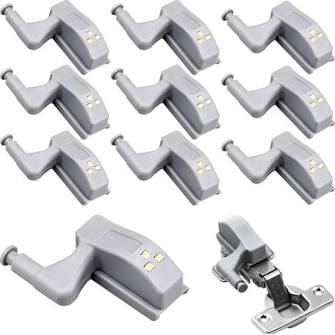 10 lumières charnière blanc chaud 12V, piles 23A, pour armoire cuisine, meubles, portes intérieures (1/5)