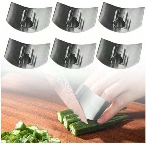 Protège-doigts en acier inoxydable 6 pièces, protège-doigts pour couper les aliments, protège-doigts pour outil de coupe haut de gamme, protège-doigts pour trancher, trancher, couper en dés, hacher le