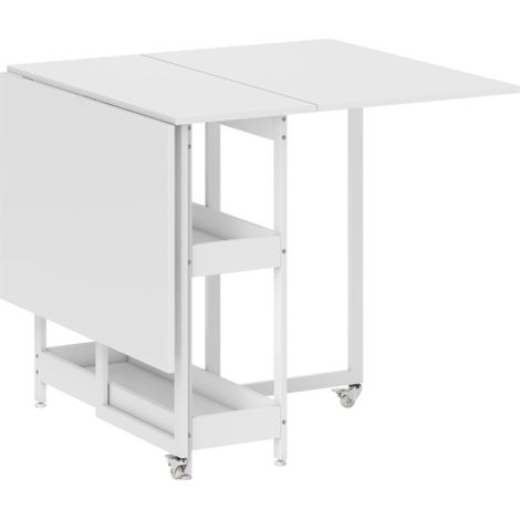 White Drop Leaf Table for Four People-Space-Saving Dining Solution