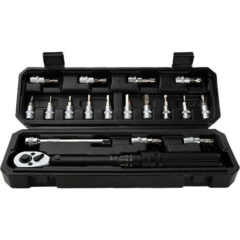 2-20Nm 1/4 Pouce 18PCS Double Scable Clé dynamométrique Jeu d'embouts de clé dynamométrique préréglée Clé dynamométrique réglable pour la réparation de voiture de vélo domestique avec,de DEBUNS (1/5)