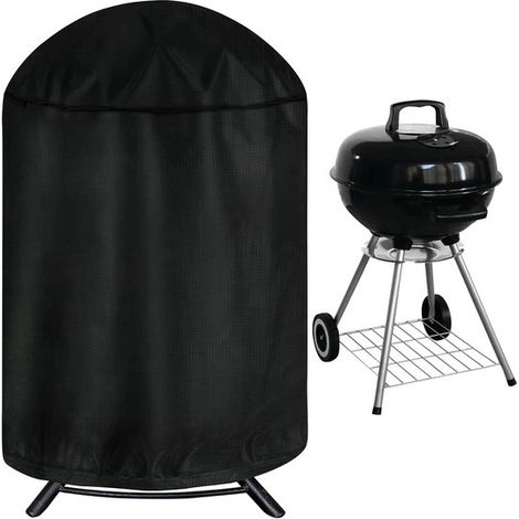 Housse de Barbecue Ronde - Imperméable Résistant aux UV - Housse Bbq Extérieure pour Barbecue à Charbon - Noir - 61x70cm - 1 Pièce (1/5)