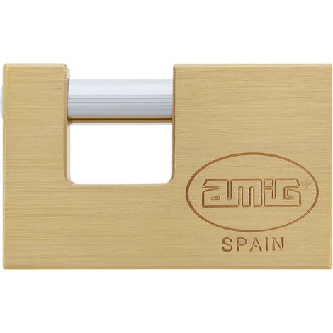AMIG candado seguridad laton 2000/75 llaves iguales , Candado rectangular Mod.2000, 2068. De llaves iguales en latón con barra tratada de acero. Incluye dos llaves. Cierre de bola.