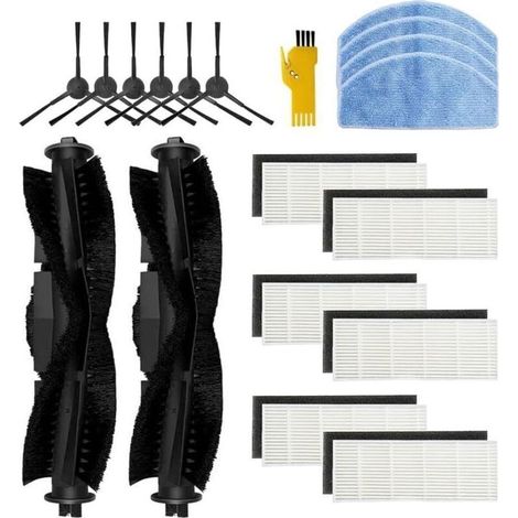 Kit di accessori per robot aspirapolvere Tikom G8000 Pro G8000. Pezzi di ricambio, 18 confezioni: 2 spazzole principali, 6 filtri, 6 spazzole laterali, 4 panni per la pulizia. (1/4)