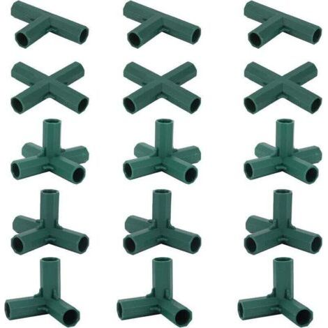 15 Verbinder für 16-mm-Gartenrahmen, 5 Typen, stabile Stützen für Pflanzgefäße und Gewächshäuser.