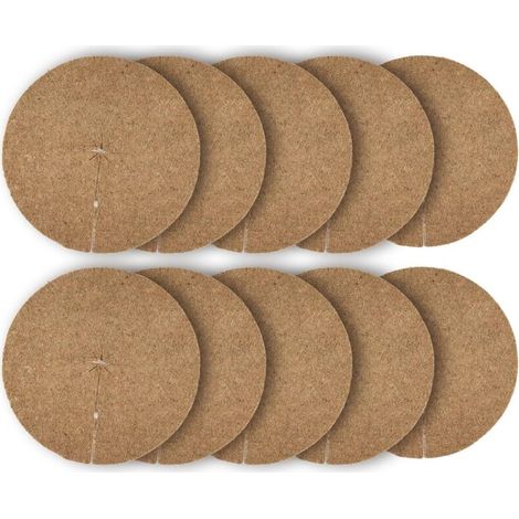 La Cordeline Lot 10 Disques Paillage Ø 40 cm Fibre Coco Naturel 900g/m² - Tapis Protection Plante, Mauvaises Herbes, Protection Plante en Pot, Marron