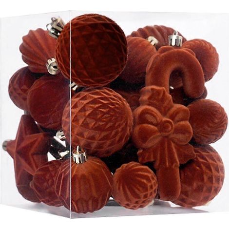 28PCS Flocking Festival Ball Ornaments Dark Velvet Tree Decor Set (1/3)