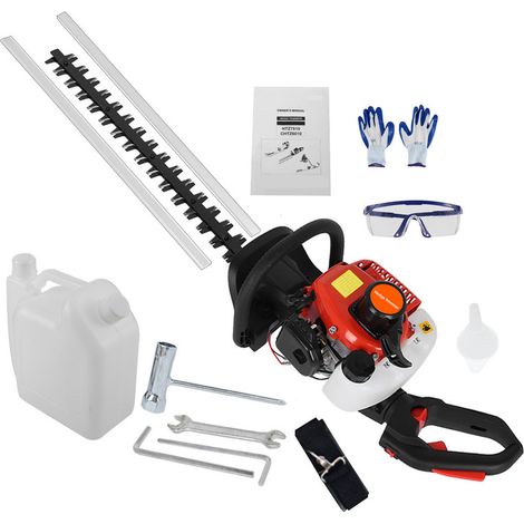 FIANAO – Heckenschere – Benzin-Heckenschere – 26 cm³, 24 Zoll Doppelklinge, leistungsstark, sparsam, geräuscharm, 1 Set – für Heckenpflege – Maße:110 ×25 ×25 cm – Rot (1/5)