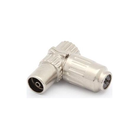 Fiche Coax Femelle Coudée - 9.5 mm / 2.3 mm - Impédance 75 Ohm - Métallique - 1 Pièce