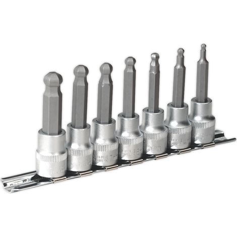Sealey Premier Ball-End Hex Socket Bit Set 3/8""Sq Drive 7pc AK621