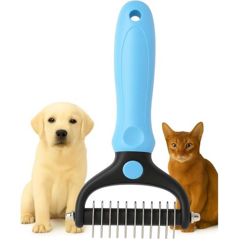Kit de toilettage complet pour animaux de compagnie : gants anti-poils, peigne anti-puces, brosse pour sous-poil, convient aux chiens et aux chats. (1/4)