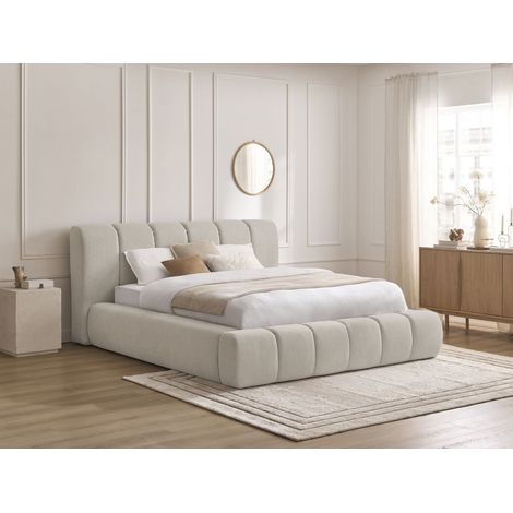 BOBOCHIC - Lit coffre DENALI tissu lisse 180x200 Beige (1/5)