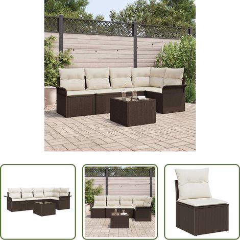 Poly-Rattan - Gartensofa-set mit Speicher 6 pcs Braun Poly-Rattan (1/5)